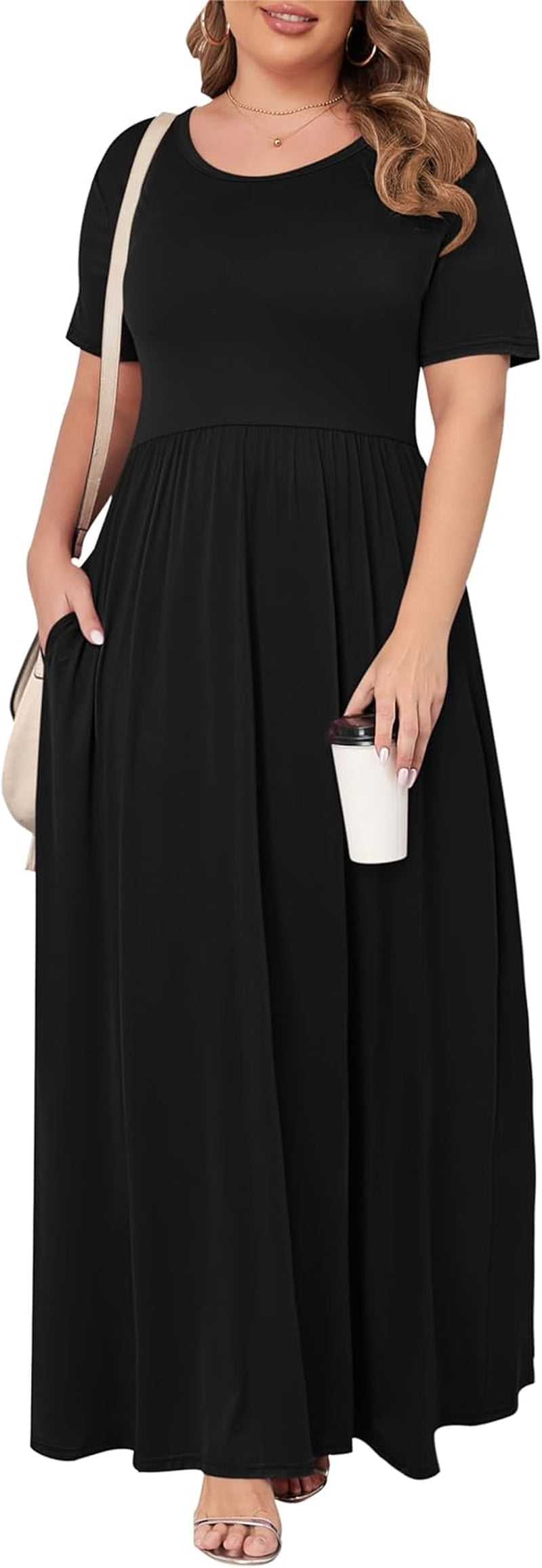 Women’S plus Size Maxi Dresses for Curvy Women Summer Casual Short Sleeve 2025 Long Dress 14W-26W