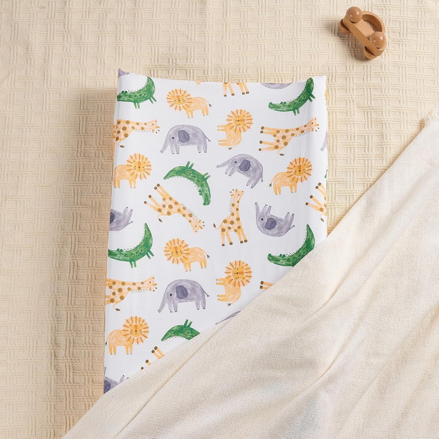 Baby Changing Pad Cover, Changing Table Cover for Girls Boys, Ultra Soft Breathable, 2 Pack African Steppe & Grey