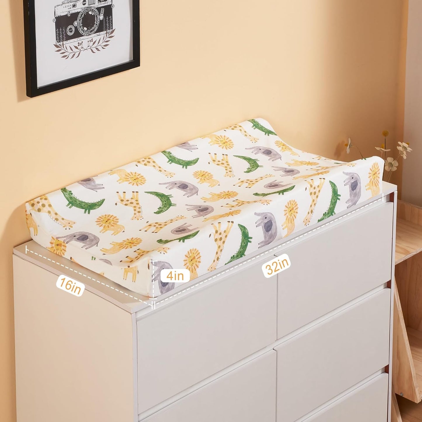 Baby Changing Pad Cover, Changing Table Cover for Girls Boys, Ultra Soft Breathable, 2 Pack African Steppe & Grey