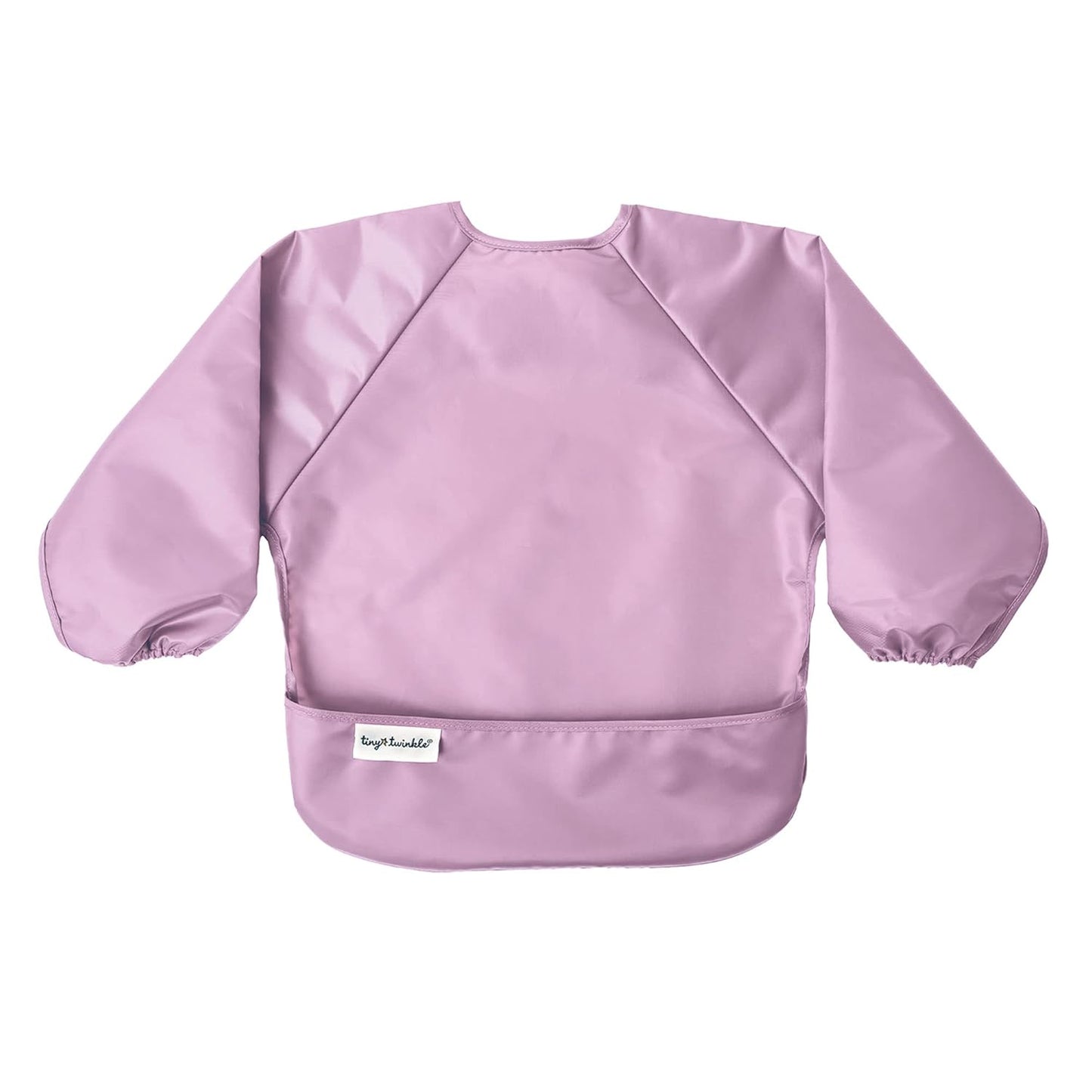 Mess Proof Baby Bib |2 Pack Waterproof Smock Bib for Eating, Machine Washable Full Sleeve with Pocket (Taupe Lilac, Small 6-24 Months)