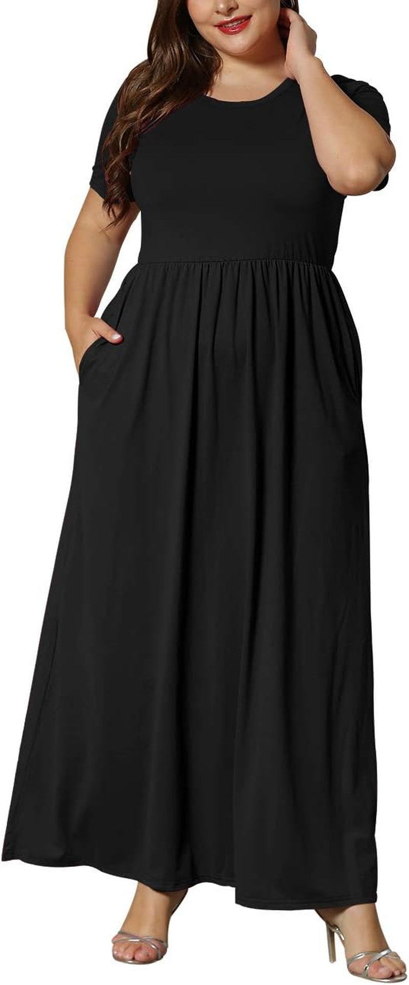 Women’S plus Size Maxi Dresses for Curvy Women Summer Casual Short Sleeve 2025 Long Dress 14W-26W