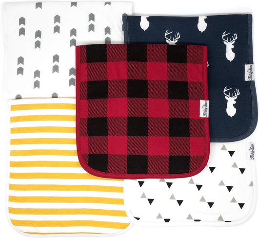 5 Pack Organic Cotton Baby Burp Cloths – 3 Layer, 21"X10" Large, Ultra Soft & Absorbent Burping Rags for Newborns – Infant Towels for Milk Spit Up