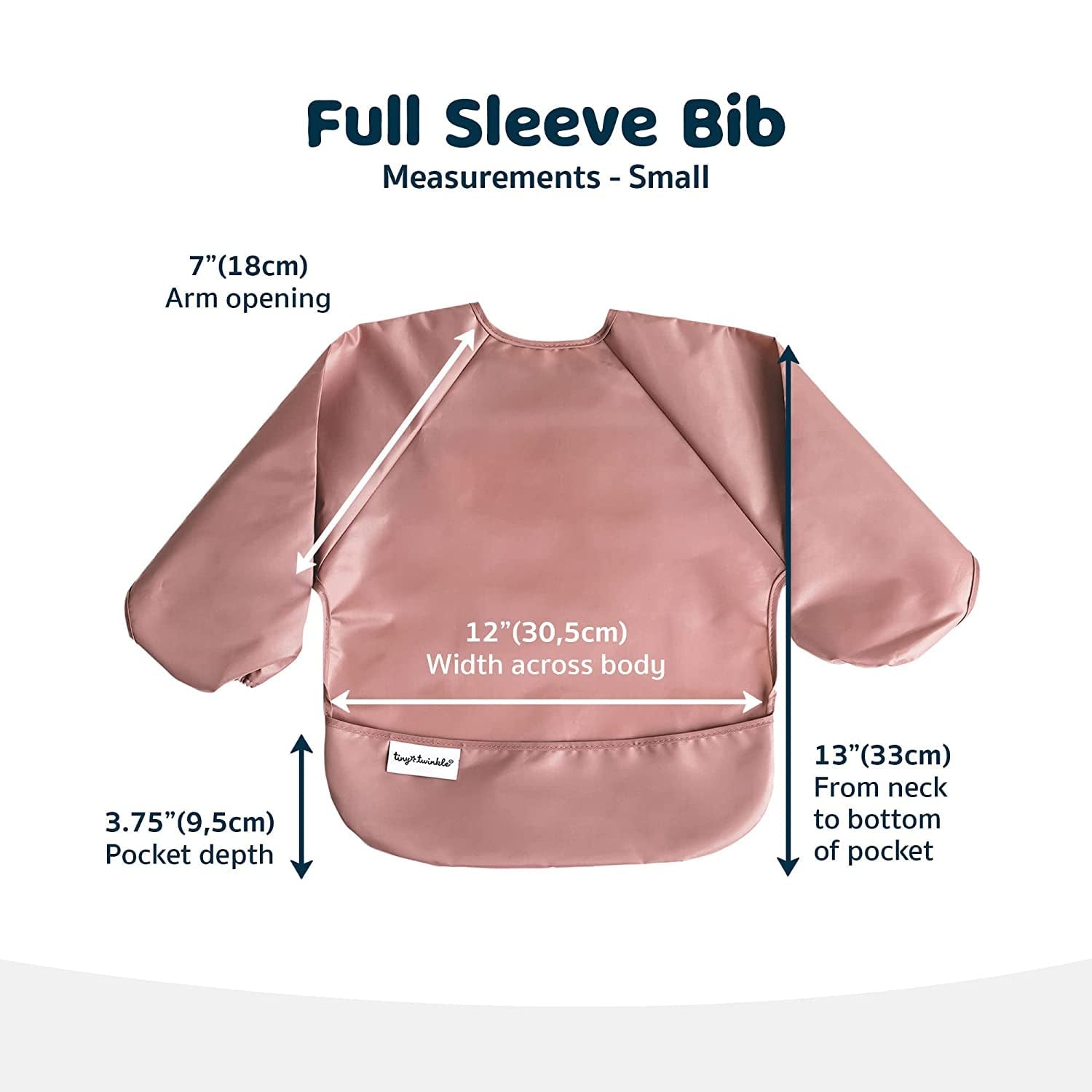 Mess Proof Baby Bib |2 Pack Waterproof Smock Bib for Eating, Machine Washable Full Sleeve with Pocket (Taupe Lilac, Small 6-24 Months)