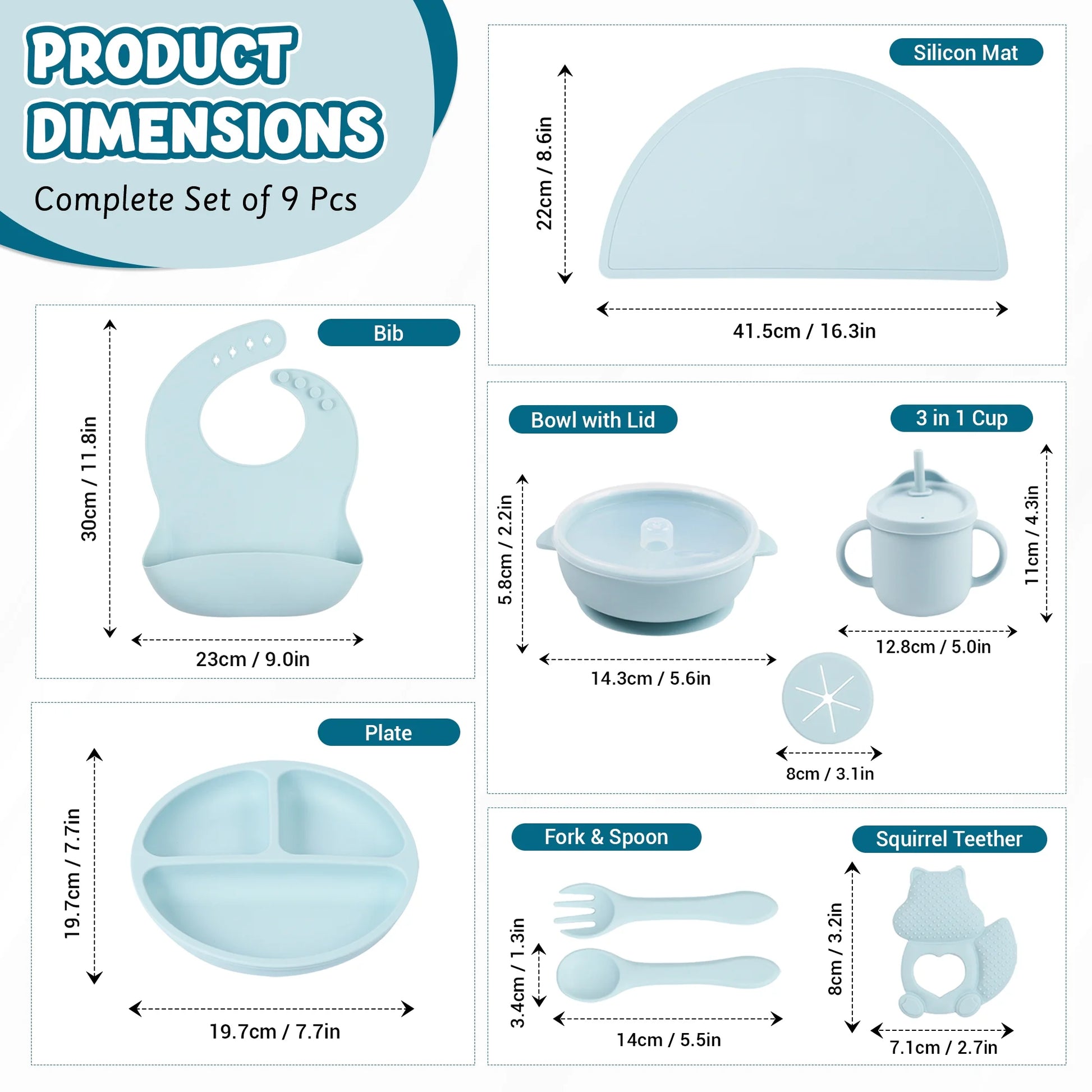 9-Piece Silicone Baby Feeding Set - Baby-Led Weaning Essentials
