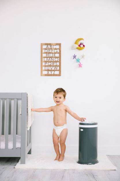Stainless Steel Diaper Pail, Odor Locking, No Special Bag Required, Award-Winning, Registry Must-Have, Slate