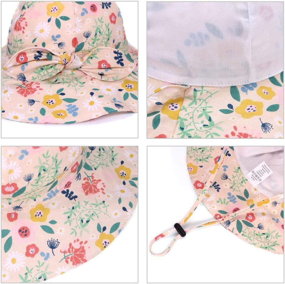 Toddler Kids Baby Girl Breathable Sun Hat Cotton Foldable 50+ SPF Protective